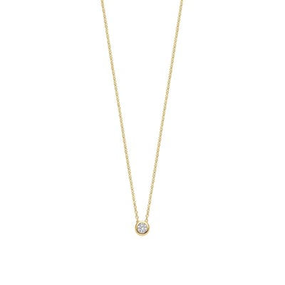 TI SENTO Dames Ketting - 925 zilver - Zirkonia met geel verguld - Maat 42 - 34124ZY