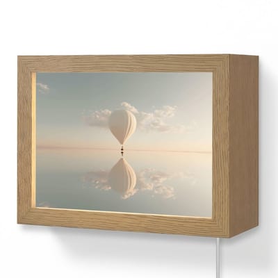 Wandlamp 20x15 cm - Oplaadbaar - Luchtballon - Wolken - Water - Blauw - Wandlampen binnen woonkamer - Slaapkamer lamp met kabel - Decoratieve nachtlamp - Vloerlamp snoer
