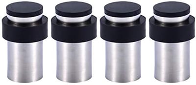 Cilindervormige Roestvrij Stalen Deurstopper met Rubber - Vloer- en Wandmontage 4-Delig