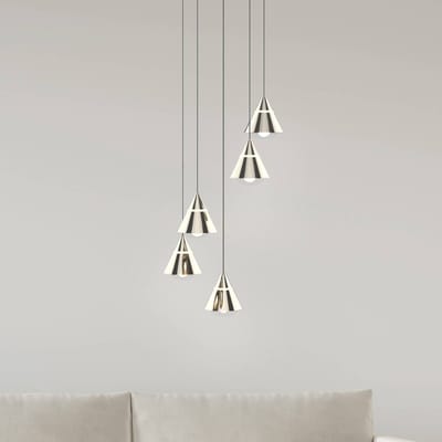 Trio Lighting LED hanglamp Romeo, Ø 28 cm, nikkelkleurig, metaal, 5-lamps.