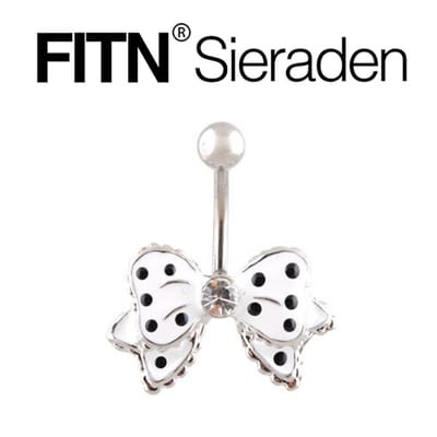 FITN-ELBCCBR-316L Lovely Bow Clear Crystal Belly Ring Body Piercing Jewelry 1.6x10 mm