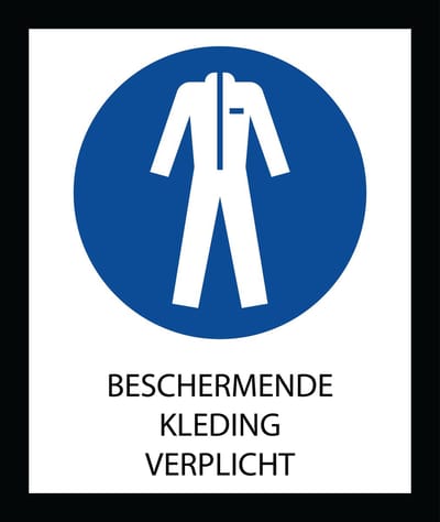 Bord ISO7010 Geboden Beschermende Kleding Verplicht 20 x 24 cm