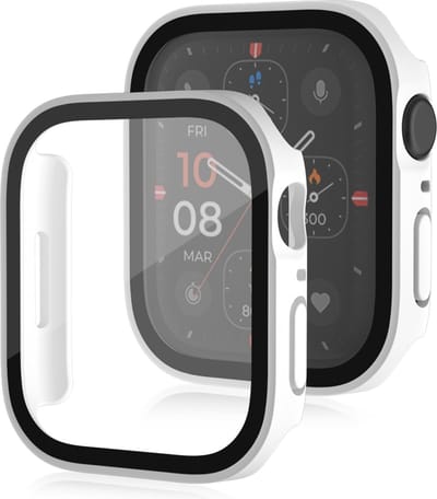 By Qubix - Hard case 45mm - Wit - Geschikt voor Apple Watch 45mm hoesje - screenprotector - Bescherming iWatch - Bescherm hoesje