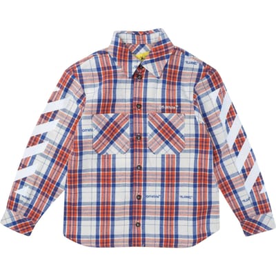 Off White Flanellen overhemd met diagonale strepen voor dames (Rood/Blauw/Wit)