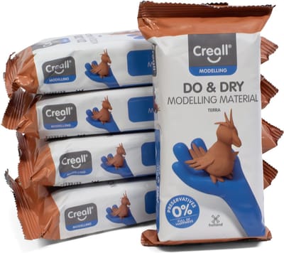 Creall Do & Dry | Luchtdrogende klei kleur Terra | 5 x 1000g | Made in Holland | Zacht en klaar voor gebruik | Made in Holland | Knutselwerk kinderen, school, hobby, DIY en creatieve projecten