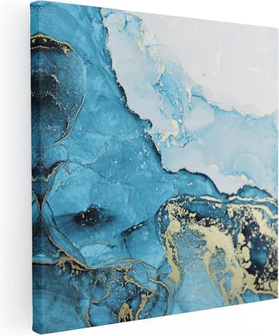 Artaza Canvas Schilderij Marmer Blauw - 30x30 cm - Klein - Wanddecoratie Abstract - Muurdecoratie Woonkamer - Kamer Accessoires