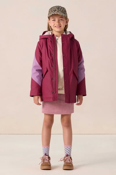 Sissy-Boy - Donkerrode lange regenjas met colourblock