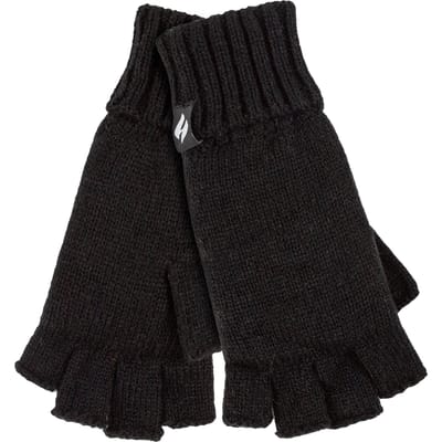 Heat Holders - Solide gebreide vingerloze dameshandschoenen - Zwart