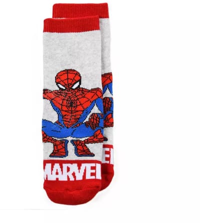 Marvel Spider-Man Anti-Slip Sokken – Grijze Kinder Sokken met Blauwe Grip – Maat 23/26