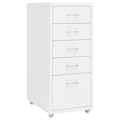 vidaXL - Ladeblok - verrijdbaar - 28x41x69 - cm - metaal - wit