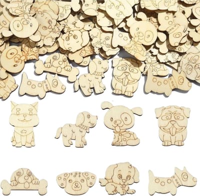 Houten Hondjes Vormpjes - Lege Houtjes - DIY Knutselen - Natuurlijk Materiaal - 50 Stuks - Onbewerkt