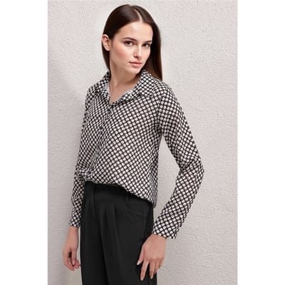 Satin Lange Mouw Knopshirt