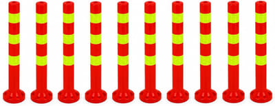 Afschermpalen Set - Parkeerpalen Kunststof - Veiligheid Markeren - Hoge Zichtbaarheid - 68 cm Hoog - Rood