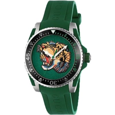 Gucci YA136316 Dive Tijger Groene Wijzerplaat Herenhorloge 40 mm groen