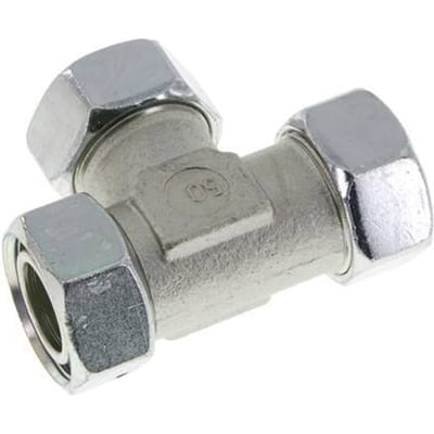 28L Zink Geplateerd Staal Rechte Hoek T Stuk Snij Fitting Met Draaibaar 160 Bar NBR Verstelbaar ISO 8434-1