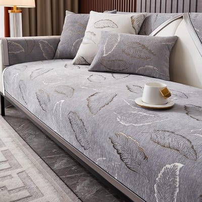 Licht Luxe Jacquard Blad Bankovertrek voor Woonkamer Antislip Zacht Verdikt Bankhanddoek Mat L-vorm Bankbeschermer Woondecoratie 70x180cm 1pcs