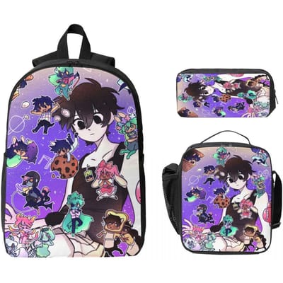 3 Stuks Omori Held Prints Schooltassen Set voor Kinderen Pennen Etuis Rugzak Sets met Lunchbox Voor Schoolleerlingen Rugzak