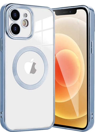 Casemania Hoesje Geschikt voor Apple iPhone 12 Blauw - Siliconen Back Cover Geschikt voor Magsafe