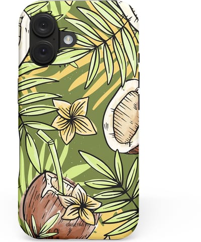Casetastic hoesje geschikt voor Apple iPhone 16 - MagSafe - Dubbellaagse bescherming - Kokos Chill - Fashion Case - Beige Saliegroen Donkergrijs Goud
