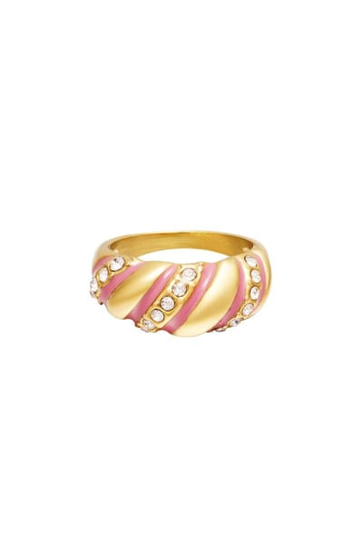 Statement ring swirl - roze- maat 17- Moederdag cadeautje - cadeau voor haar - mama