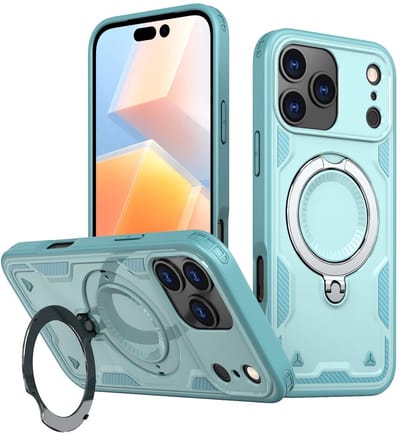 Hoesje Geschikt voor iPhone 17 Pro - Armor hoes met Ringhouder - Arara backcover - Lake Blauw