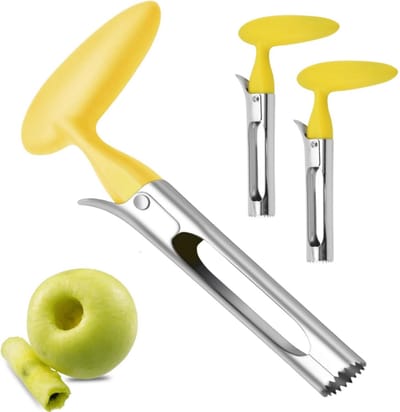 Appelboor- Appelboor - met ABS-handgreep - gekarteld roestvrijstalen mes - Appelboor - handig - gemakkelijk de kern te verwijderen - ligt prettig in de hand (geel - 2 stuks-18*9.7*2.5)