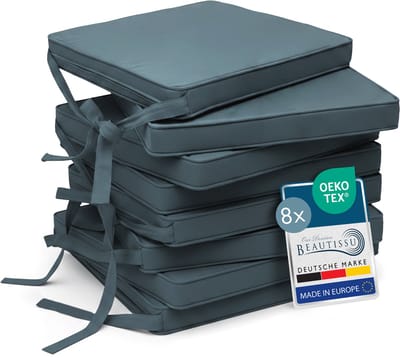 Beautissu Loft SK – Set van 8 Zitkussen Zand 45x40 cm – Stoelkussen met Lint