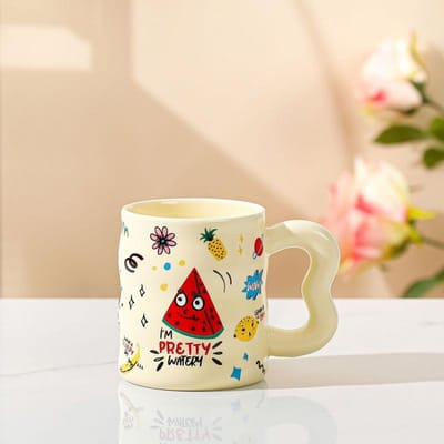 Schattige Dieren Doodle Mok Gepersonaliseerde Niche Keramische Kop Paar Waterbeker Souvenir Cadeau Koffiekop Drinkwaterbeker 301-400ml