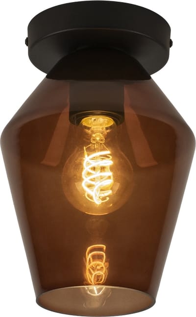 Lumidora Plafondlamp 31379 - Plafonniere - NAPELS - E27 - Zwart - Bruin - Metaal - ⌀ 16 cm