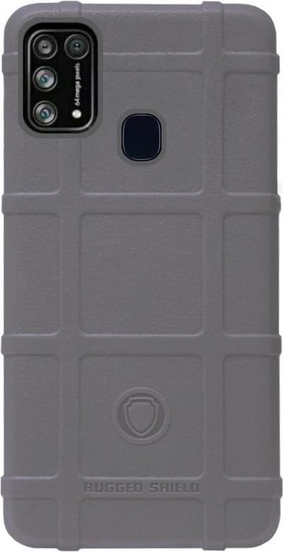 RUGGED SHIELD Rubber Bumper Case Hoesje Geschikt voor Samsung Galaxy M31 - Grijs