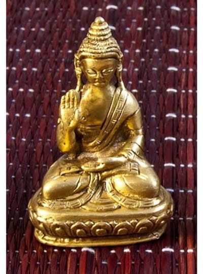 Amoghasiddhi Boeddha messing 7,5 cm