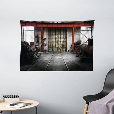 ABAKUHAUS Industrieel Wandtapijt, Roest Opslag, Woonkamer Slaapkamer Wanddoek Zijdezacht Satijn Tapijt, 150 x 100 cm, Meerkleurig
