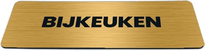 Deurbordje Goud-look met tekst bijkeuken - Formaat 150 x 50 mm x 1,6 mm - Zelfklevend | Luxe uitstraling | Geborstelde Gouden toplaag | Gratis Verzending | Decoporta