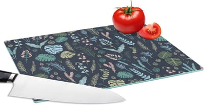 Glazen Snijplank - 28x20 - Patroon - Jungle - Monstera - Bloemen - Snijplanken Glas
