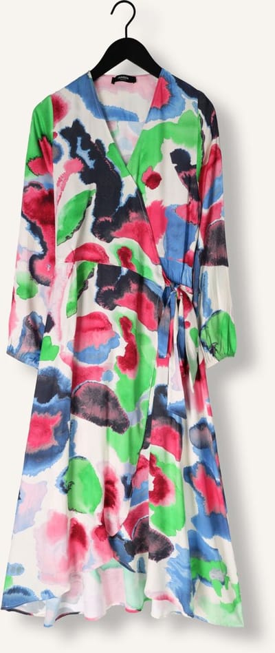 Jansen Amsterdam Nienke Jurk Wm 564 Wrap Long Puffed Sleeve Dames - Jurk - Multi - Maat 34