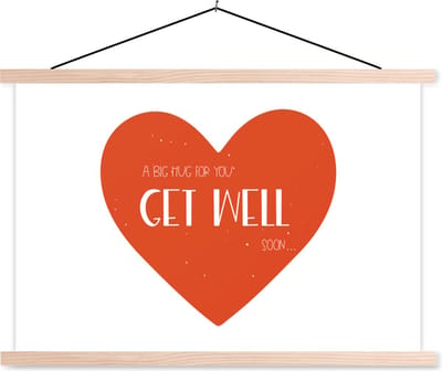Posterhanger incl. Poster 90x60 cm - Schoolplaat - Beterschap - Spreuken - Wit - Knuffel - Textielposter - Blanke latten