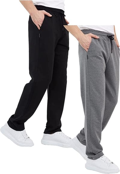 Comeor Joggingbroek heren 2pack - zwart/donker grijs - L - trainingsbroek heren - Lange sportbroek