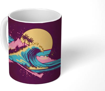 Mok - Koffiemok - Golf - Kleurrijk - Zon - Palmbomen - Mokken - 350 ML - Beker - Koffiemokken - Theemok