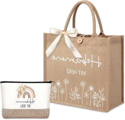 Cadeau voor Verloskundige met Hart - Jute Tas en Cosmetica Tas - Bedankjes voor Verjaardag of Kerst, Perfect voor Verloskundigen