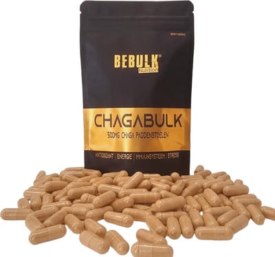 BeBulk Nutrition - ChagaBulk - Chaga 500mg Paddenstoel - 60 Capsules voor 2 maanden - Vegan - Antioxidanten - Vitaliteit - Immuunsysteem - Energie - Zonder onnodige toevoegingen - Past Door Brievenbus - Hoge Kwaliteit - Gemaakt in Nederland
