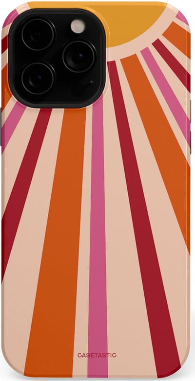 Casetastic Hoesje Geschikt voor Apple iPhone 13 Pro Max Magsafe - Stijlvolle Beschermende Duo-layer Case - Retro straal