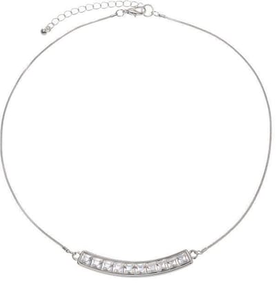 Behave - Korte ketting zilverkleur met glasstenen - Nikkelvrij - Verfijnde accessoires