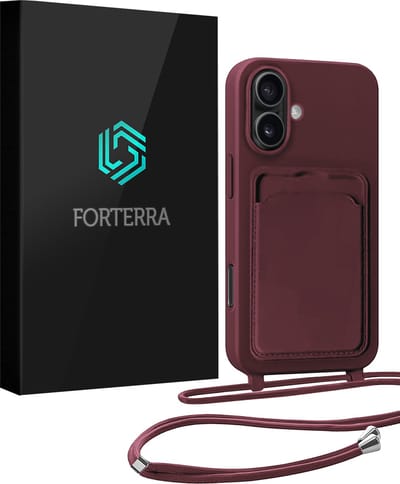 Hoesje Geschikt voor iPhone 17 Pashouder Case Siliconen Hoes Met Koord - Hoes Geschikt voor iPhone 17 Met Telefoonkoord Hoesje Back Cover Met Pasjeshouder - Aubergine