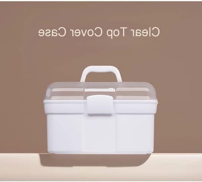 Nail Beauty Organizer Opbergdoos met Handvat - Dubbel Laags voor UV-Lamp, Nagellak en Cosmetica Opslag