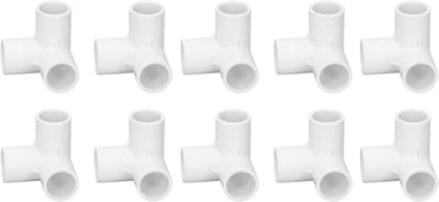 3-Weg Hoekfittingen Set van 10 Stuks - PVC T-stuk en L-hoekverbindingen voor 20mm Buizen, Duurzaam en Lichtgewicht