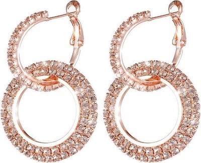 Fako Bijoux® - Oorbellen - Oorringen - Strass - 27mm - Rosé Goudkleurig