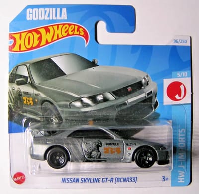 HOT WHEELS NISSAN SKYLINE GT-R (BCNR33) GODZILLA MATT/GREY 95/250 1:64 HW J-IMPORTS SHORT CARD 2024