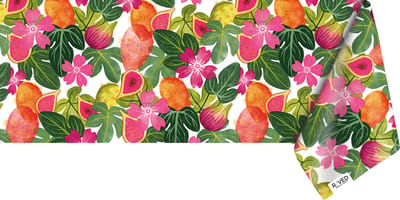 Raved Tafelzeil – 140 cm x 180 cm – Roze Fruit Groen – Bloemen – PVC – Afwasbaar