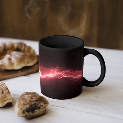 Magische Mok - Foto op Warmte Mokken - Koffiemok - Rood - Elektriciteit - Energie - Lijn - Magic Mok - Beker - 350 ML - Theemok