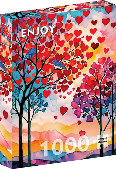Enjoy Puzzle - Blauwe vogels verliefd [“Bluebirds in Love”] - Generatieve Kunstmatige Intelligentie - 1000 stukjes 48×68cm (H×B) - AI Puzzels voor volwassen - Enjoy-2299